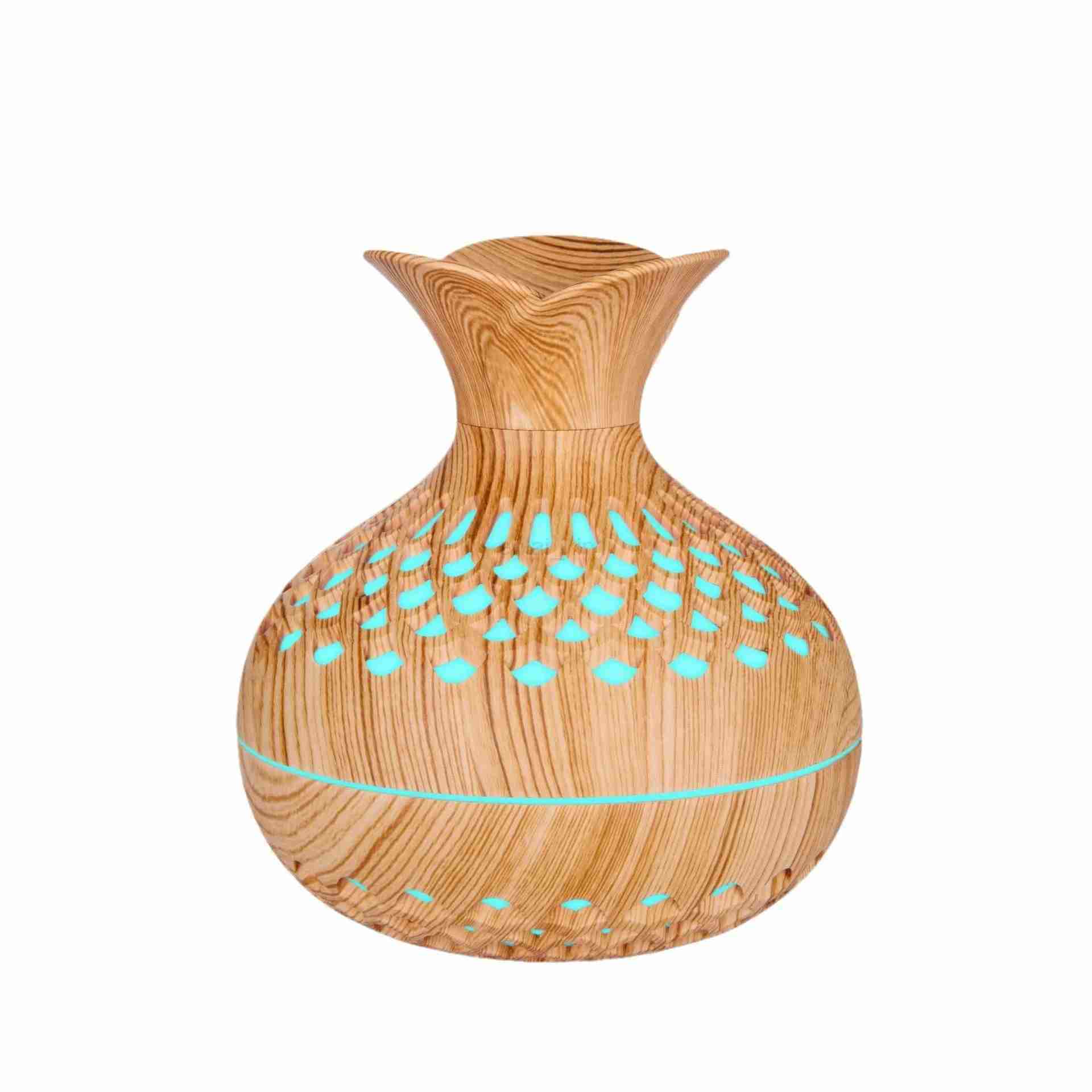 New vintage elegant creative wood grain flower humidifier USB mini silent home office desktop colorful wisp empty aroma diffuser Y240806