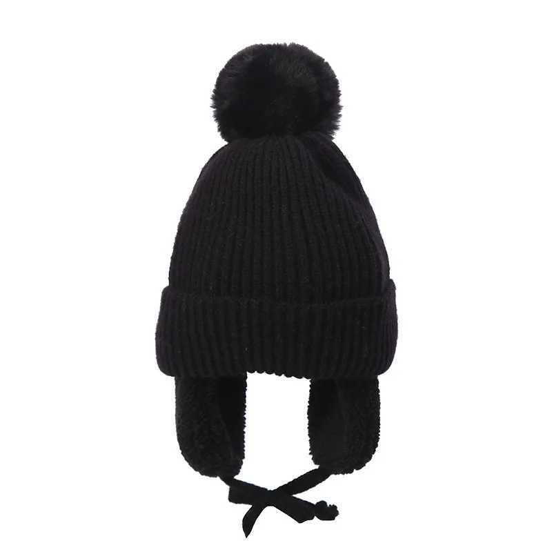 Knitted Kids Beanie Cap Bomber Hat Baby Boy Girl Hat Warm Children Baby Autumn Winter Girls Hat for Kids Bonnet Cap Bomber HatXJ241213