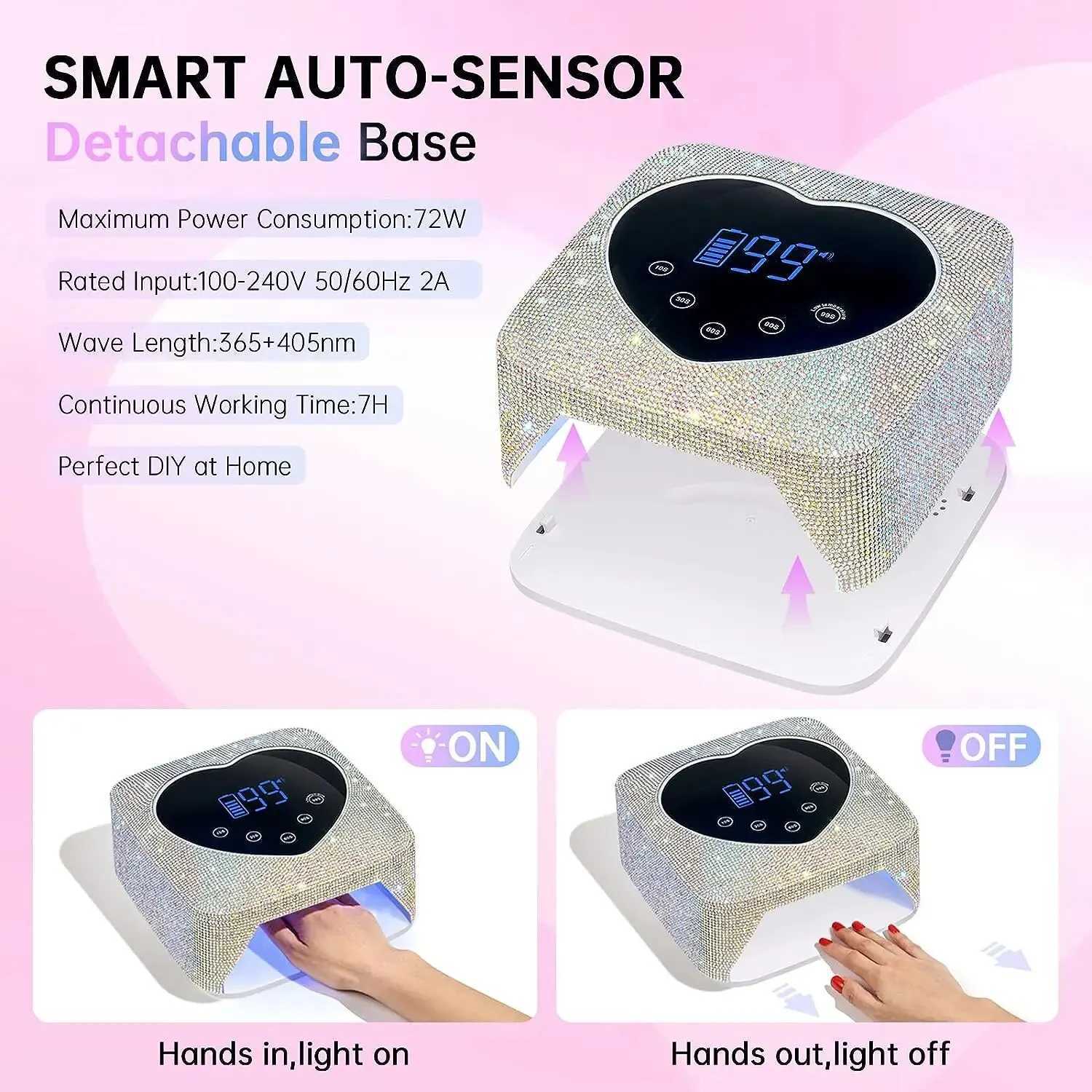 Rechargeable Nail Lamp Professional UV Led Lamp With Diamonds Elements Gel Polish Nail Drying for Nail Polish Manicure ToolsCL2400806