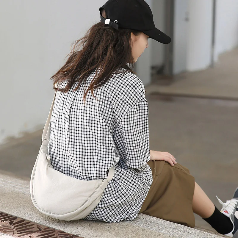 Solid Color Nylon Women's Travel Crossbody Bag Simple Female Hobos Shoulder Bags Casual Outdoor Phone Pouch Handbags Girls Purse