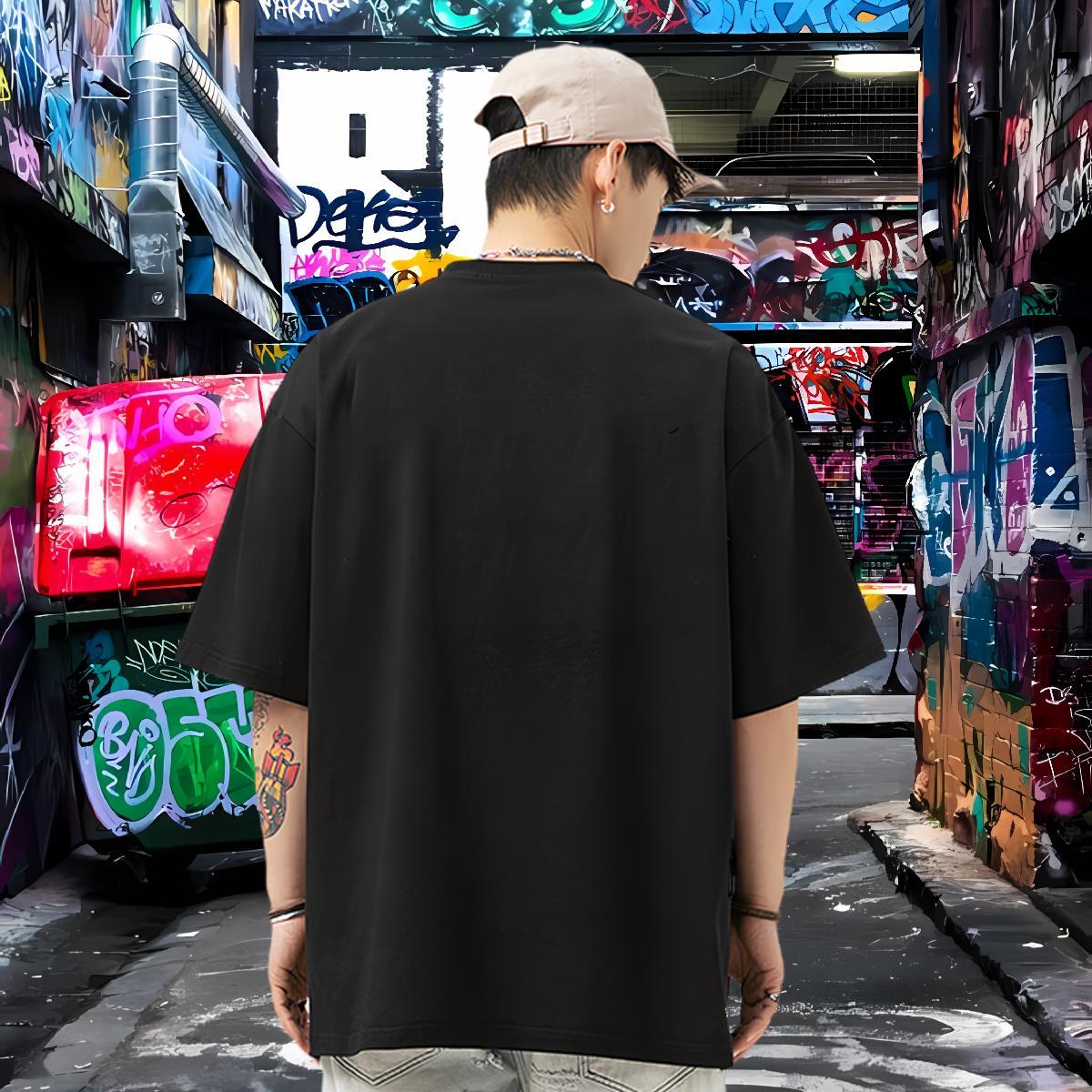 Fashion T-Shirts 230g 100% Cotton dinosaur Daily Wear Top Tees O-Neck Short Sleeve Designer Mens Tshirts Black White