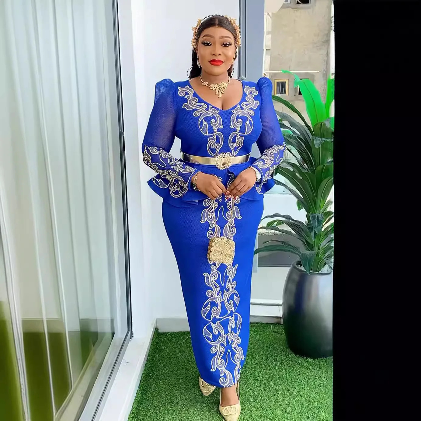 African Dresses for Women 2024 Elegant Clothing Dashiki Ankara Outfits Robe Plus Size Turkey Wedding Party Long Dress 240802