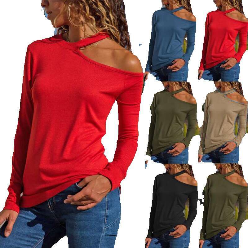 New Merchandise Fashion Retro Hollow Out Slim Top Female Long Sleeve Tee Shirts Print Tshirt Womens Stripe Street Activity Crop Tops2 Womens T Shirt C