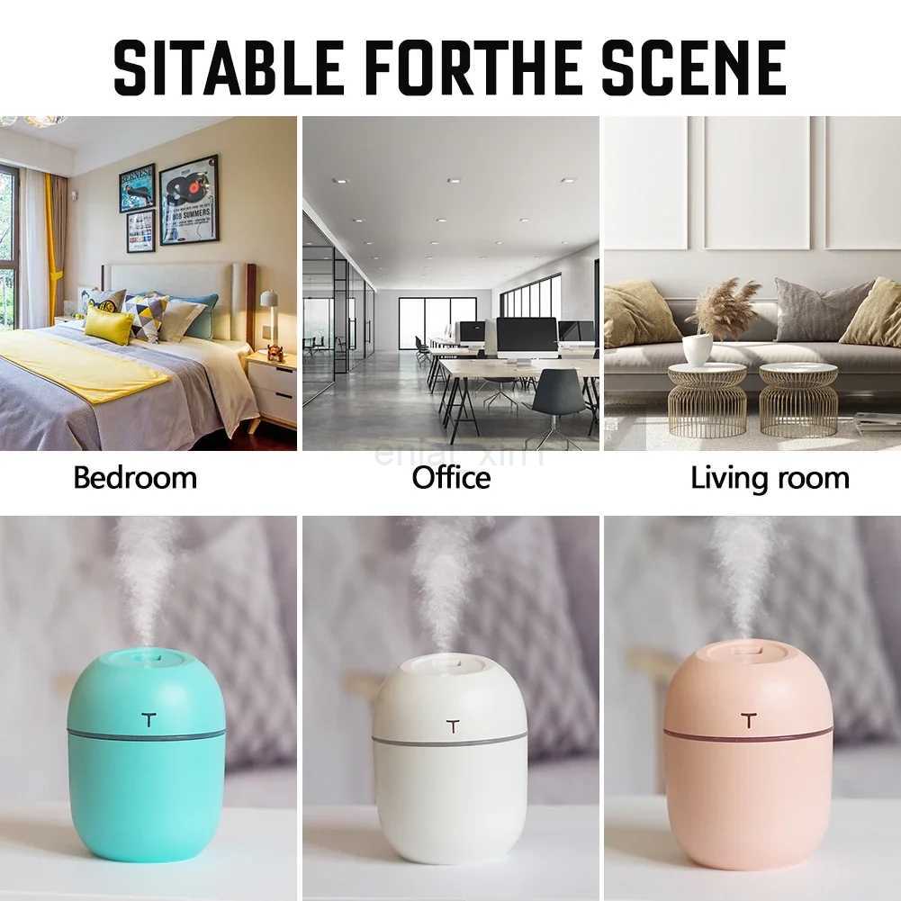 220ml Air Humidifier Mini Ultrasonic USB Essential Oil Diffuser Car Purifier Aroma Anion Mist Maker for Home Car LED Night Lamp Y240806