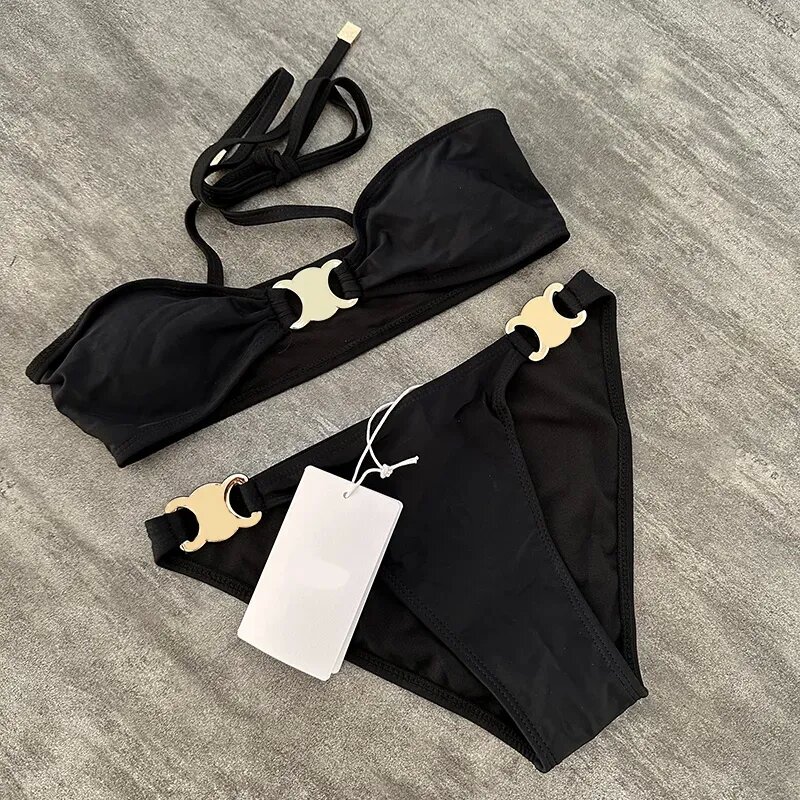 New Classics Designer CELbrand bikini Women blalck Lace up Bikinis Two-Piece split Swimsuits Classic Letters Swimwear Beach Luxury Bathing Suits