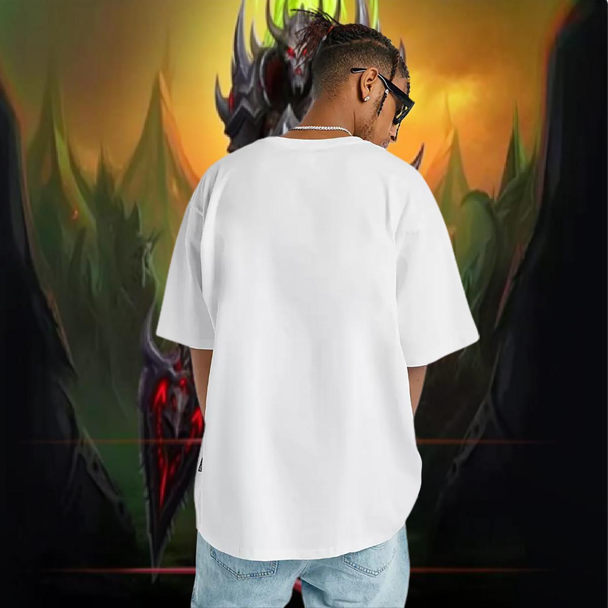 Classic Casual T-Shirts for Men 230g Cotton dinosaur Street Tee Shirt Breathable Short Sleeve Unisex Men Tees Black White