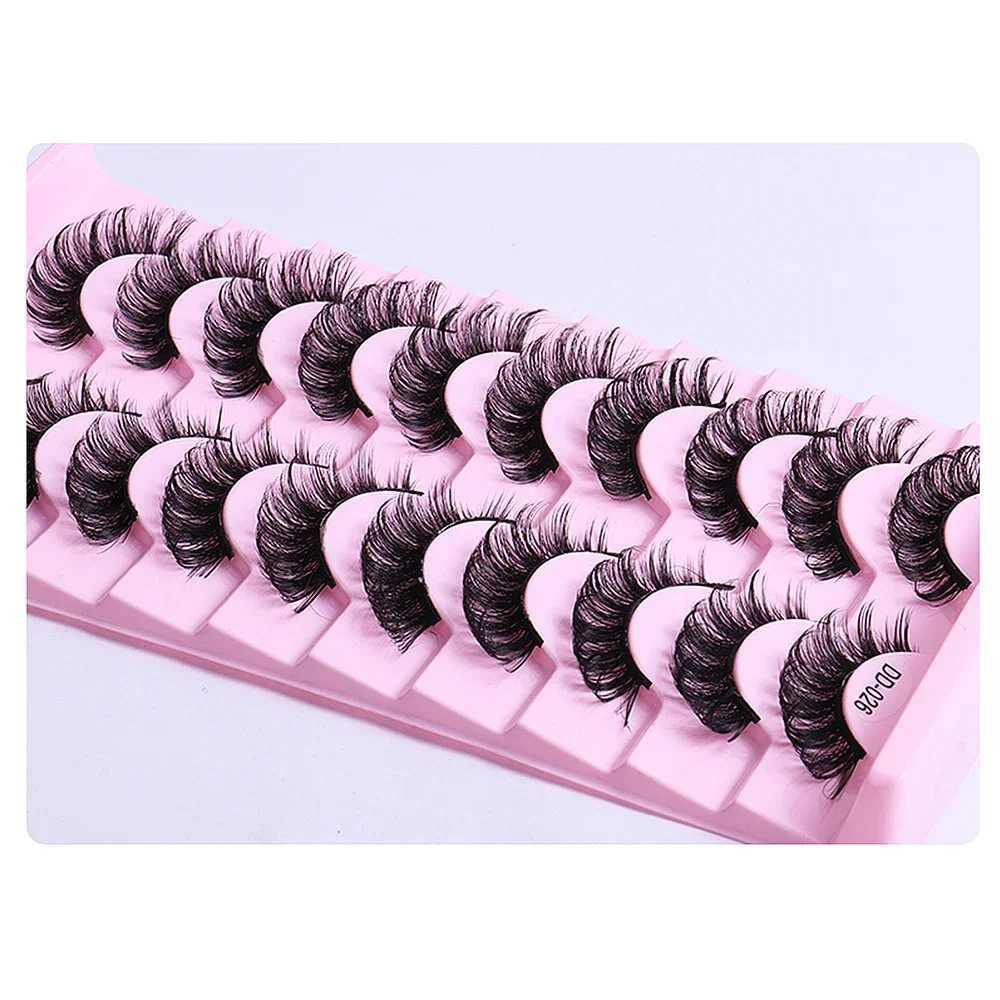 Russian DD Curl 10 Pairs Strip Lashes Fluffy Volume False Eyelashes DD Curl Dramatic Messy Faux Mink Fake Lashes Make UpXJ26
