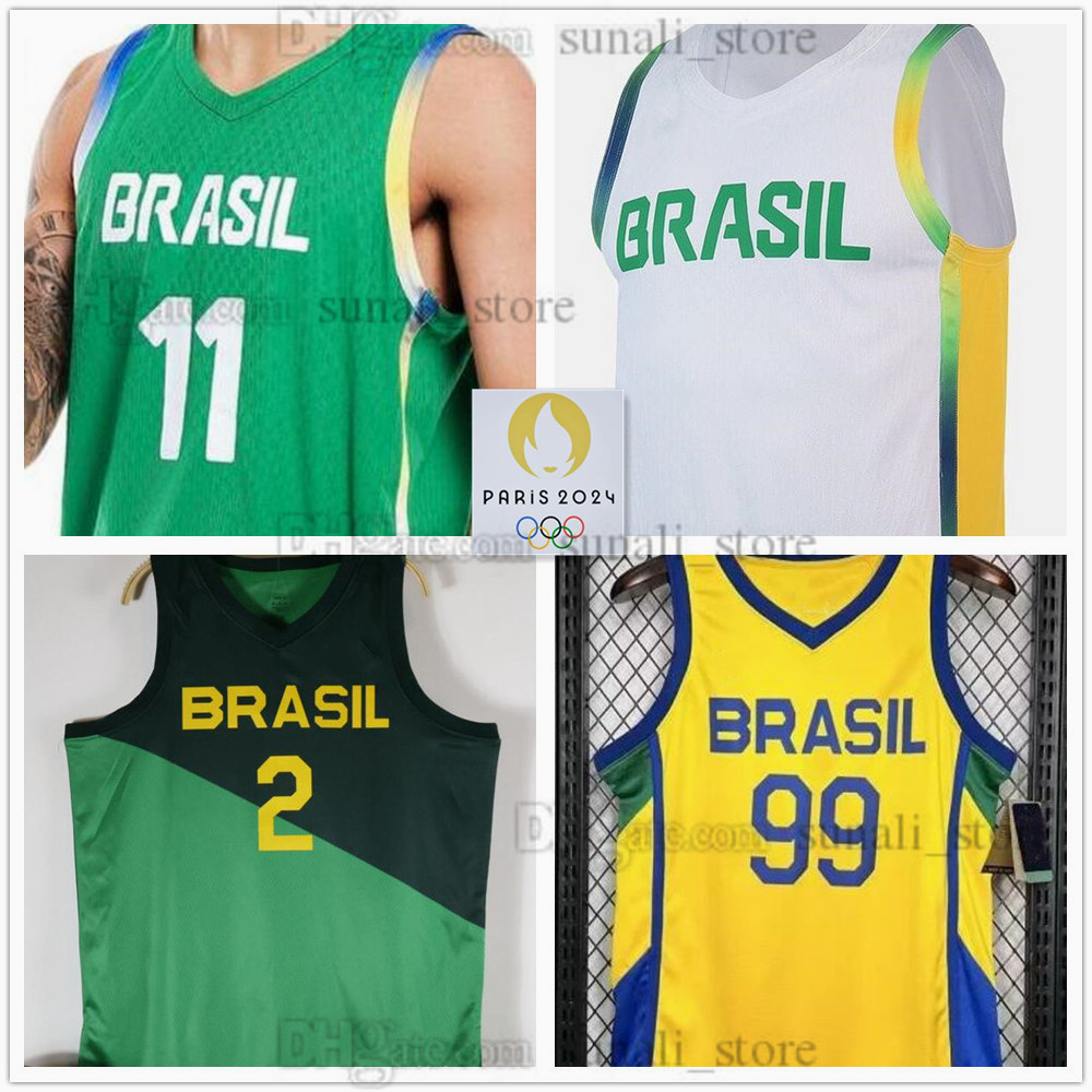 2024 Brasil Basketball Jerseys 51 Bruno Caboclo 2 Yago 8 Vitor Benite 9 Marcelinho Huertas 11 Gui Santos 14 Leo Meindl 23 Raul Neto 99 Lucas Dias 6 Felicio