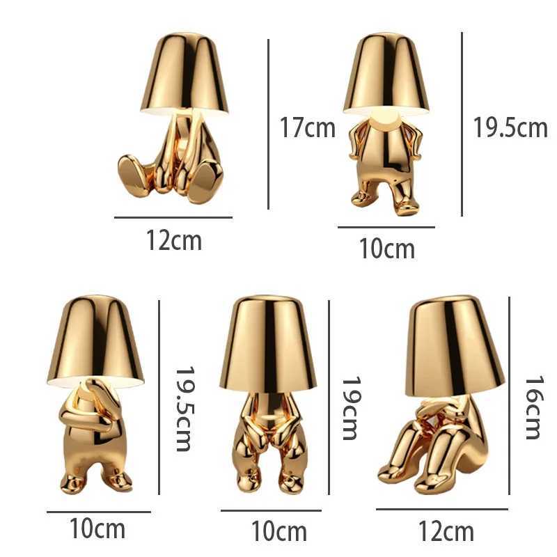 Italy Little Golden Man Night Light Resin Led Table Lamp Coffee Bar Bedroom Room Decor Cartoon Thinker Lamp Childrens Day GiftKL240731