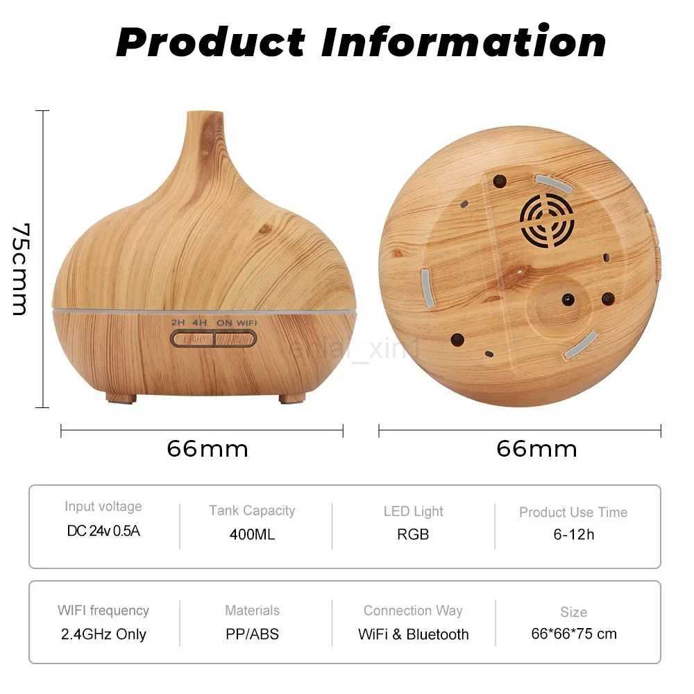 WiFi Smart 550ML Electric Aroma Diffuser Essential Oil Diffuser Air Humidifier Ultrasonic Remote Control Mist Maker Home Y240806