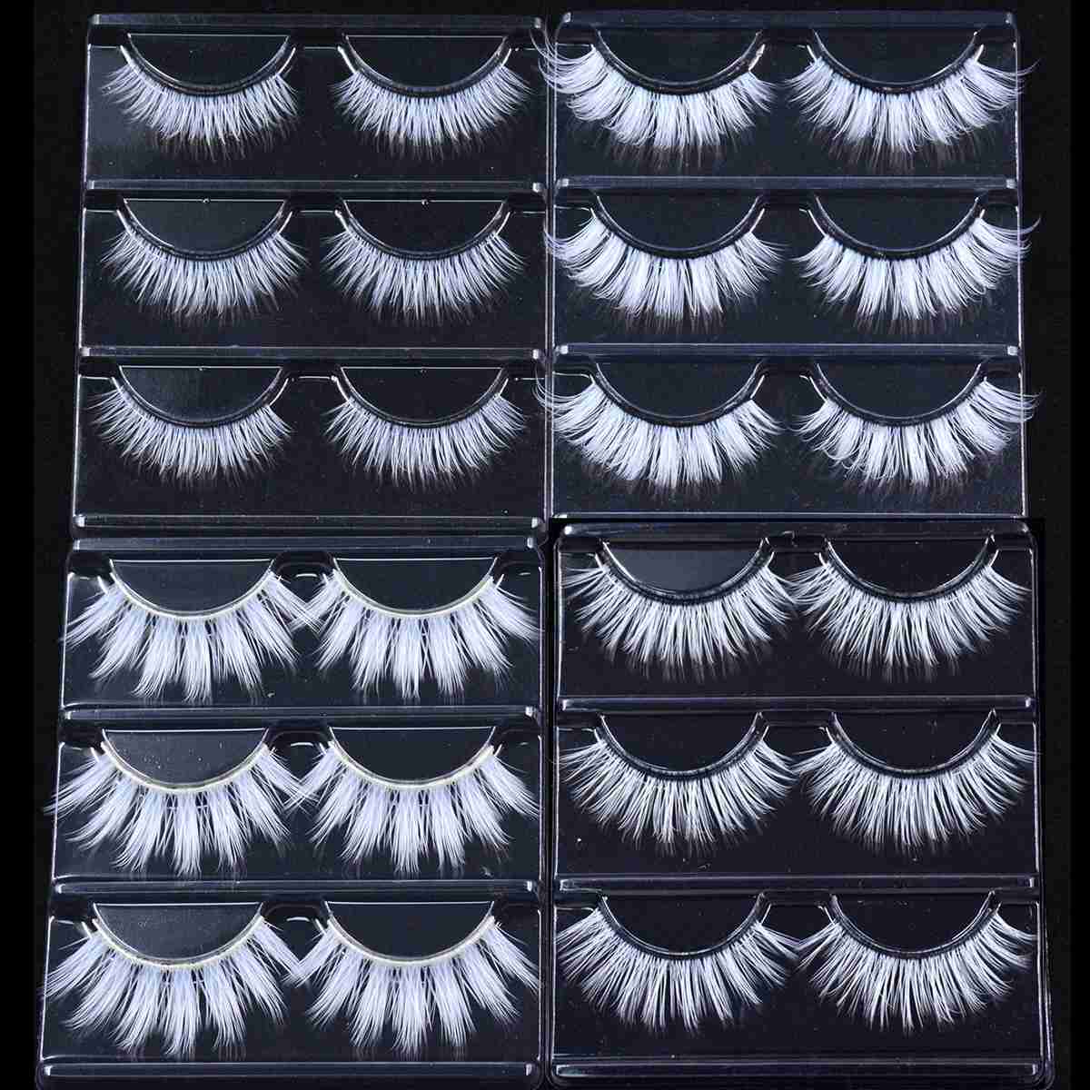 3 pairs of fluffy lace white eyelashes 3D natural color artificial vegan silk eyelashes for role-playing Halloween makeup party W240803