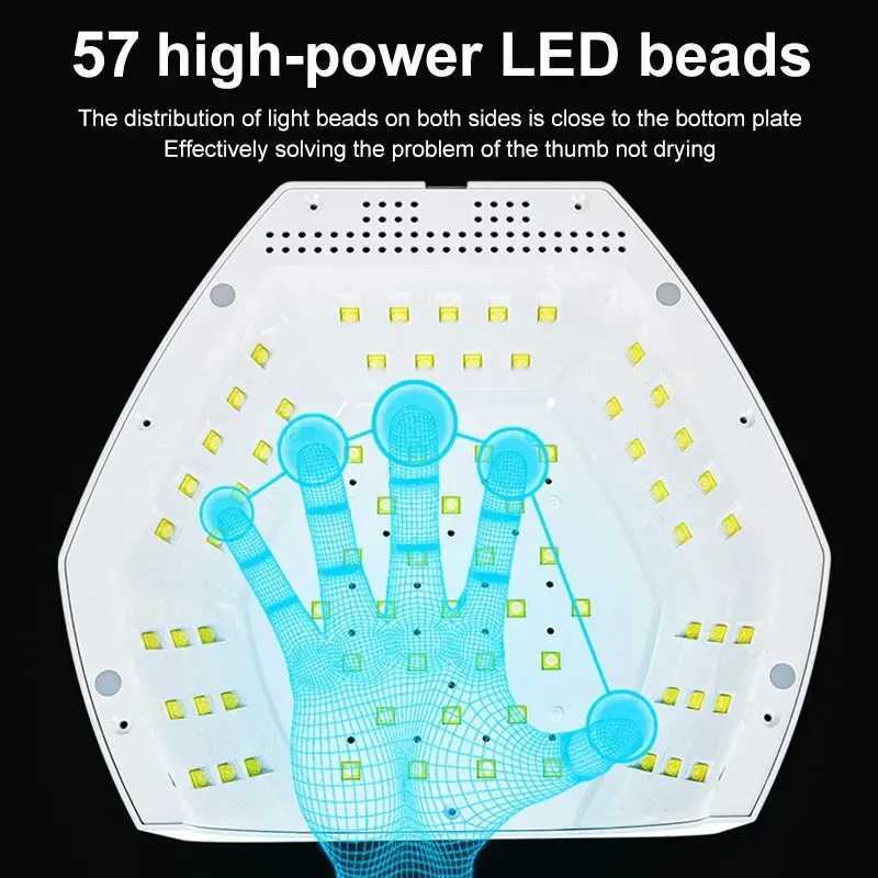 268W Big Power 57LEDs UV Lamp Dryer Machine for Nails Professional Gel Polish Drying Lamp With Four Timer Function for ManicureCL240731