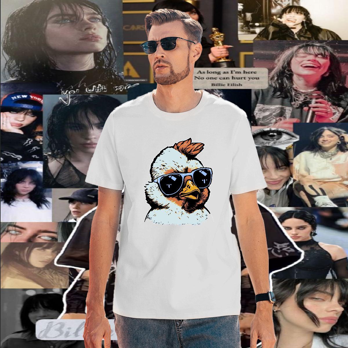 New Designer Men T Shirts 230g 100% Cotton chicken Summer Casual Tshirts Crew Neck Breathable TOP Quality Tshirt for Man Woman Black White