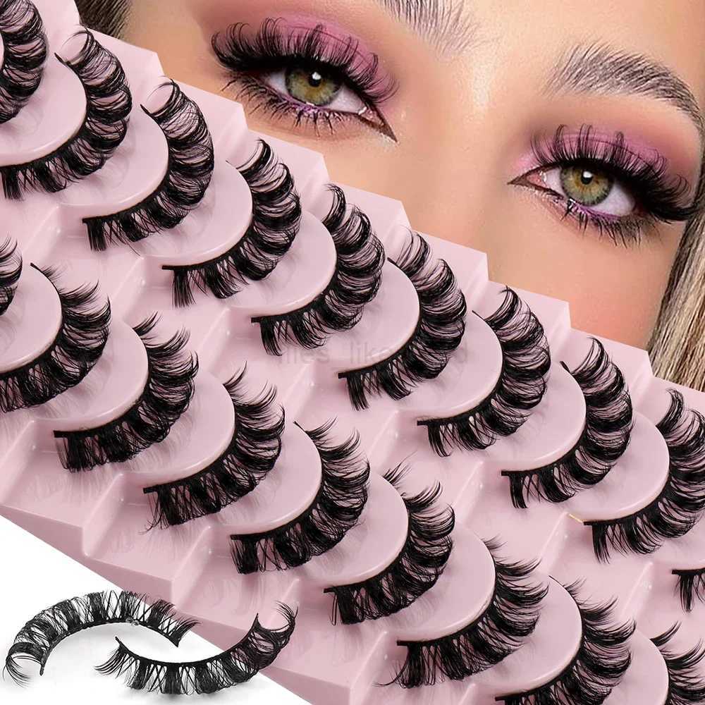 10 pairs of Russian striped eyelashes D-curled artificial mink eyelashes natural appearance fluffy volume Wispy Russian eyelashes 3D effect fake eyela