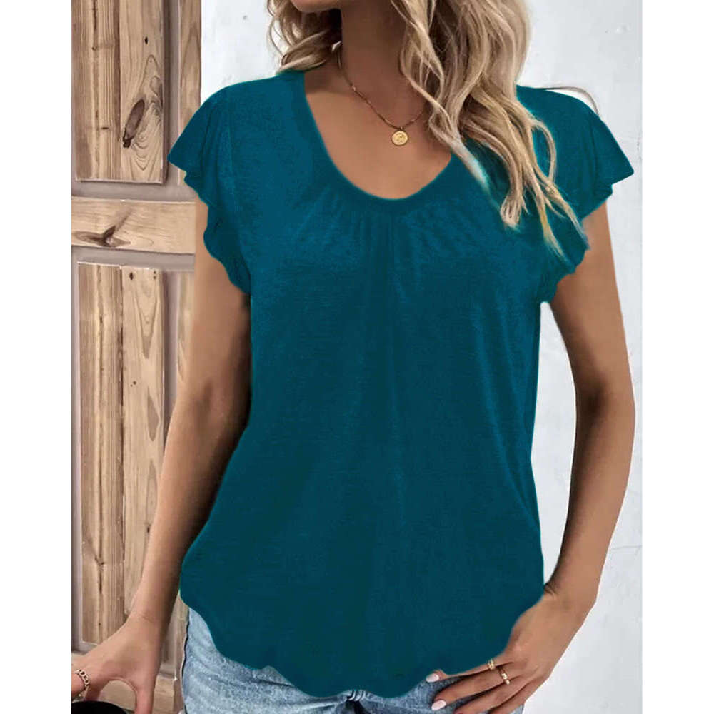 Loose Versatile Summer Female Summer Printing Short Sleeve Slim Crop Top Casual Autumn Sports Fitness Backless Round Neck Plaid Stretch Casual Undersh