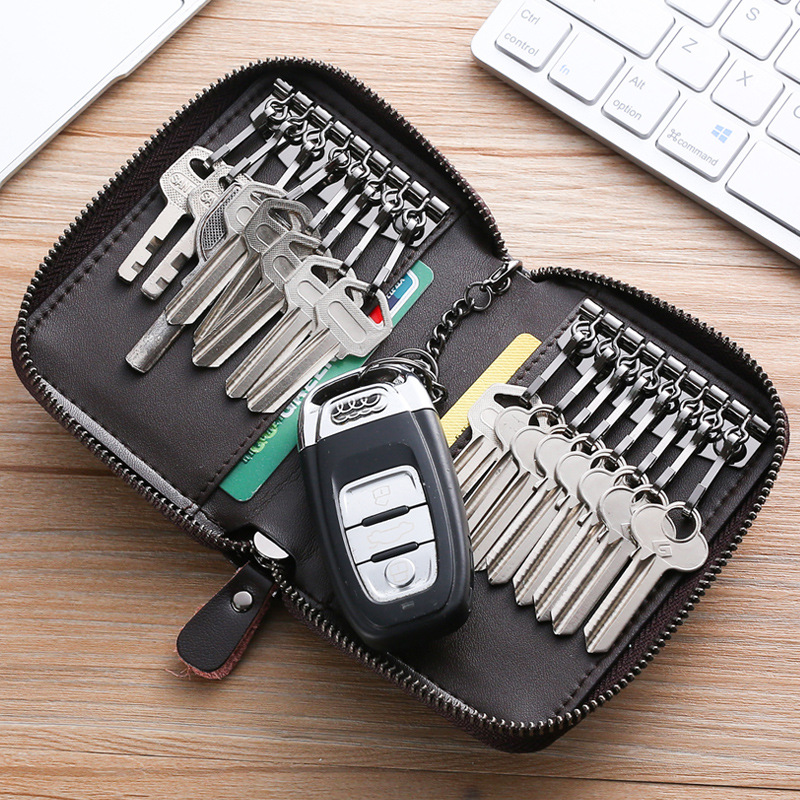 Keychain Zipper Pouch Car Key Bag Men's Large-Capacity Zipper Bag Women's Waist Padlock Key Bag Tide Card Bag Driver's License