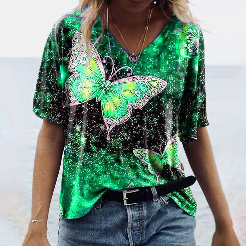 Shirt Best Saller New Merchandise High Street Summer Summer Printing Short Sleeve O Neck Plaid Chiffon Street Activity Crop Tops2 Solid Turtleneck