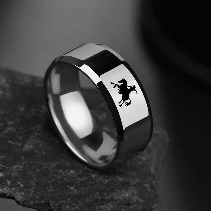 Newly designed 8mm wide black titanium stainless steel bull bone ring suitable for women men Western denim heavy metal stone style jewelry W240802