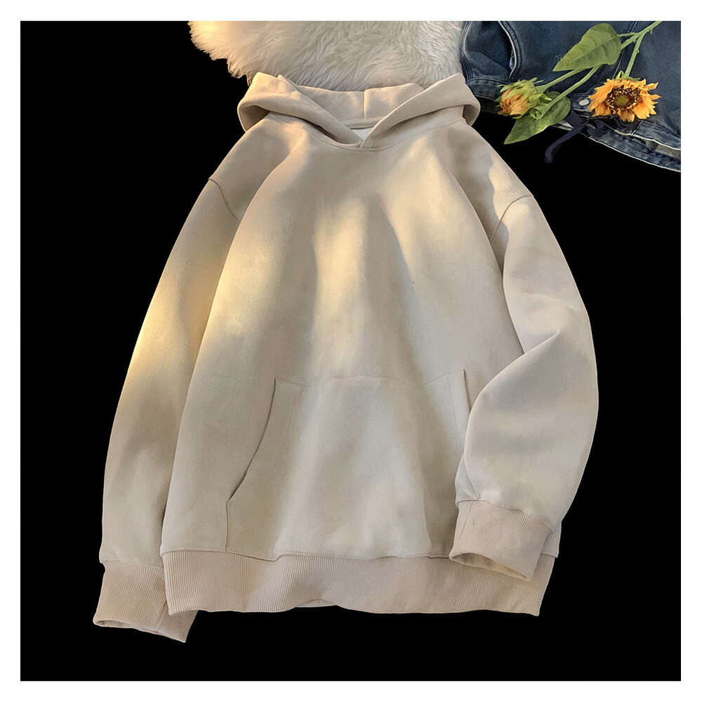 Suede plush hoodie for women's autumn and winter new American oversize loose trendy brand hooded jacket