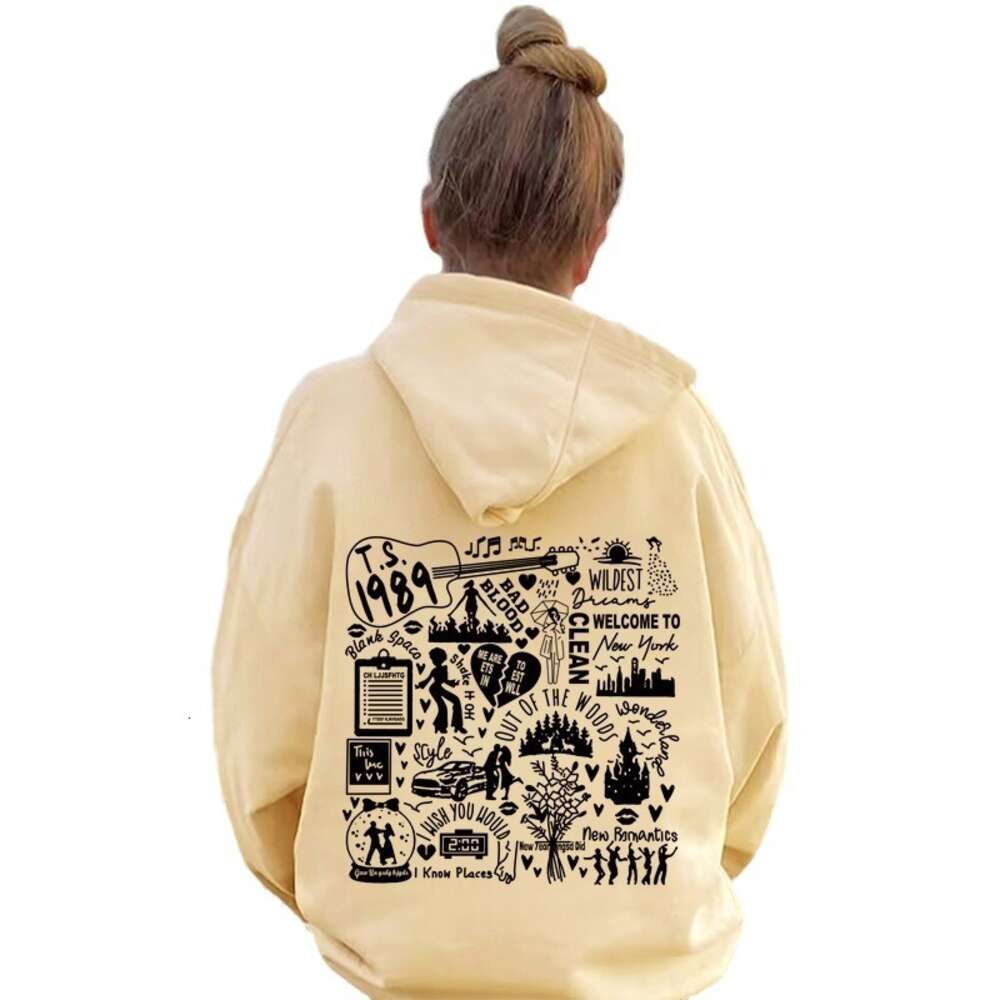 Autumn and winter new letter fashion printed back collar with fleece Versatile hooded sweatshirt for women