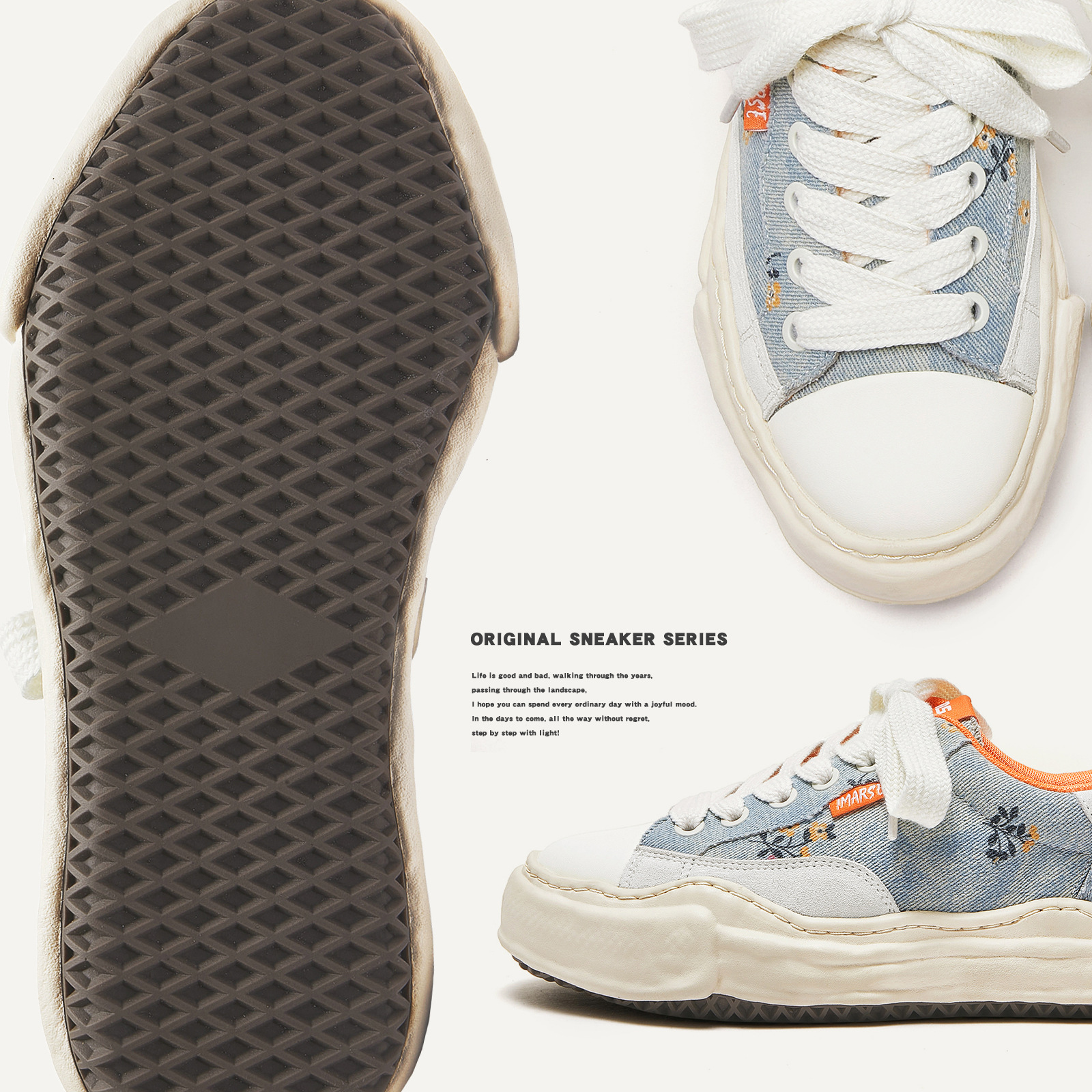 ddmynov Guochao Water Washing Denim Graffiti Casual For Men And Women Couples Thick Soled Igh Tide Shoes Outdoor