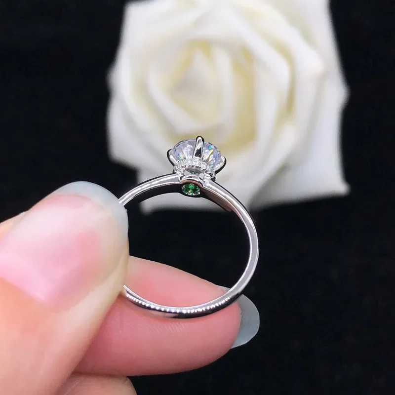 Solid 14K White Gold AU585 Womens Diamond Single Mo Silica Ring Recommended Diamond Ring W2408024