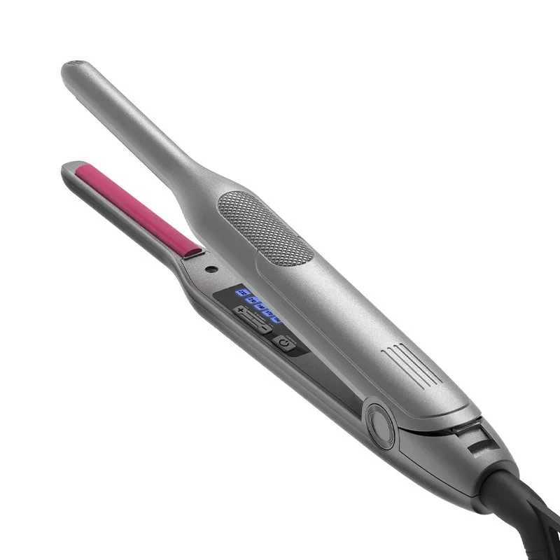 Mini Curler Pencil Straightener 2-in-1 Ceramic Thin Narrow Flat Iron with LED Display for Short Beards and Hair W240803