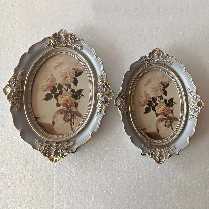 Vintage European Style Carved Resin Antique Picture Frame for Tabletop Wall Hanging 240802 H260306