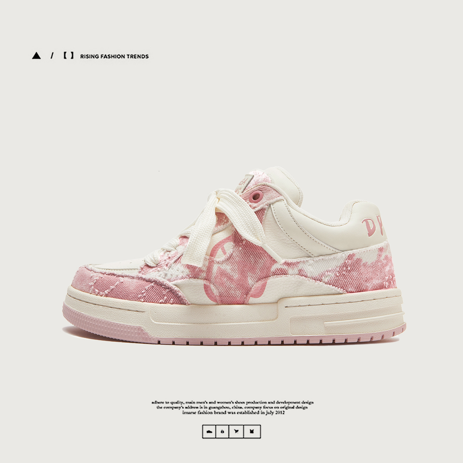 Ddmysports China Chic Street Fashion Water Wash Pink Denim Cloth Plate Men And Women S Couples Bread Shoes Outdoor