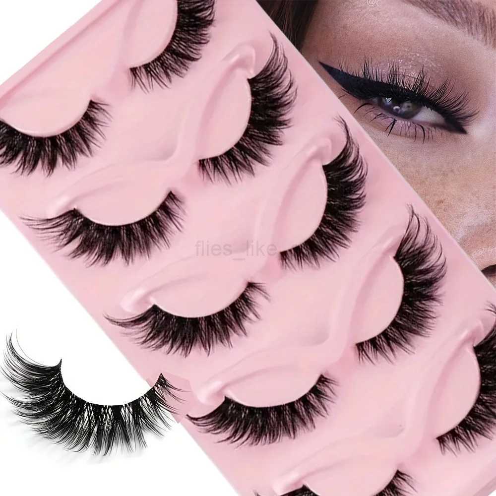 5 pairs of false eyelashes - naturally long cat eye style wingtip cartoon eyelashes for eye lifting W240803