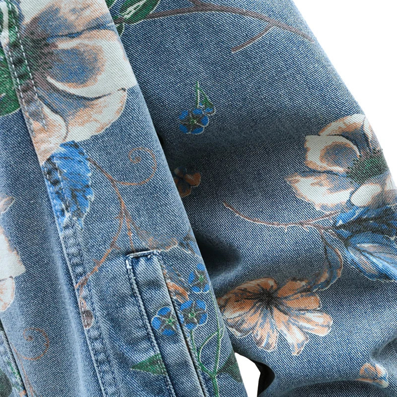 Mens Denim Jacket Loose Lapel Casual Vintage Distressed Coat Male Big Pocket Hip Hop Jeans Jackets Male Streetwear 240802