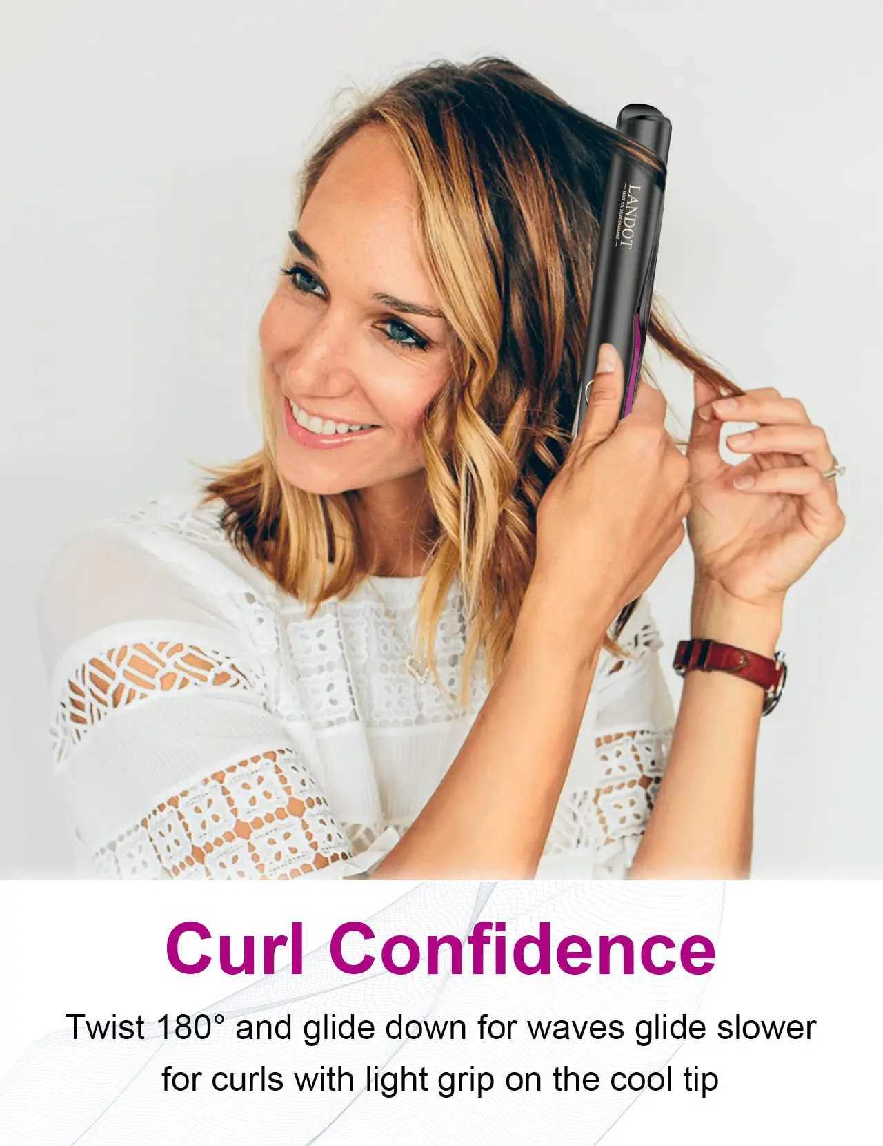 Landot Straight Curg Iron Combination Used For Curg Wavy Straight Female Hair -1 Inch Dual Voltage W240803
