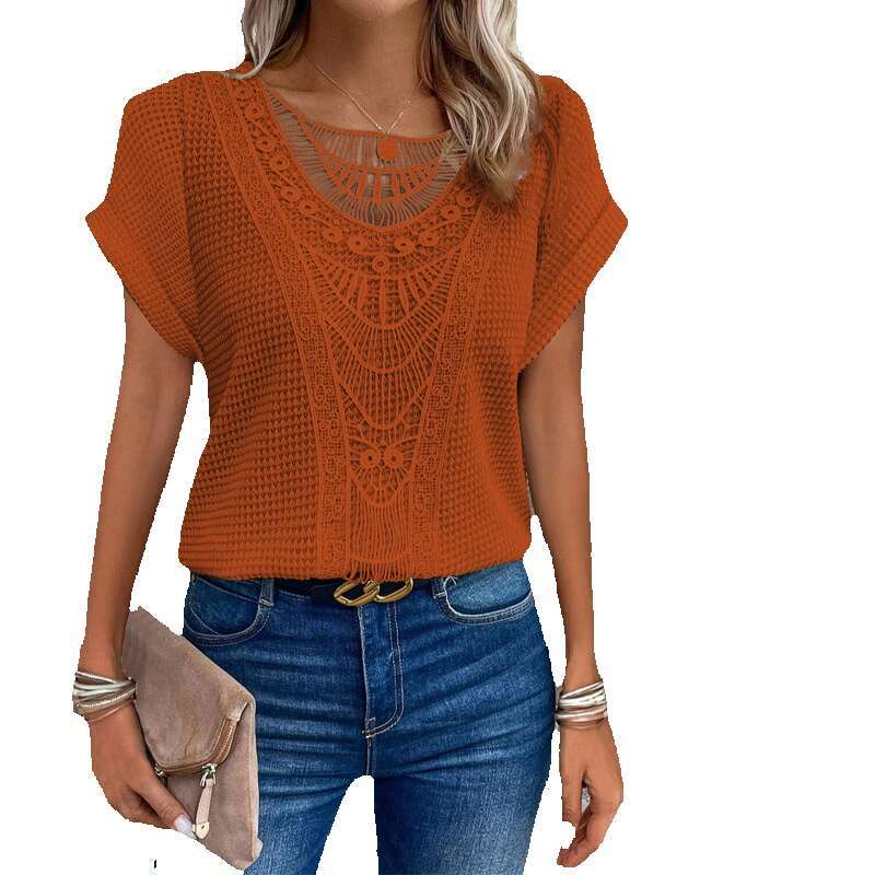 Green Best Saller New Merchandise Retro Half Sleeve Slim Crop Top Casual Long Sleeve Tee Shirts O Neck Quick Drying Plaid Chiffon Graphic T Shirts