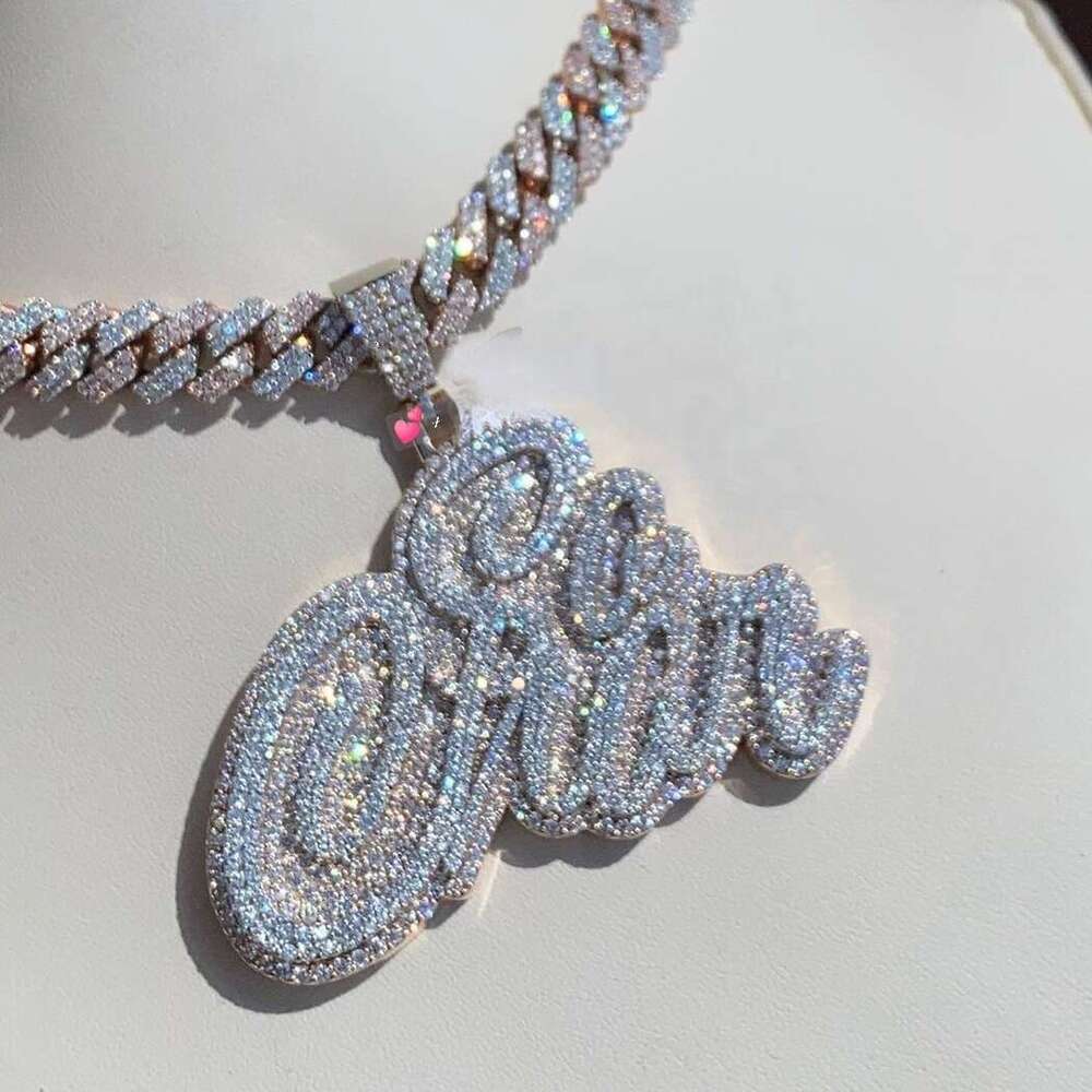 Custom Initial Name Pendant Customized Full Iced Out Charm S VVS D Moissanite Diamond Letter Chain For Men And Women