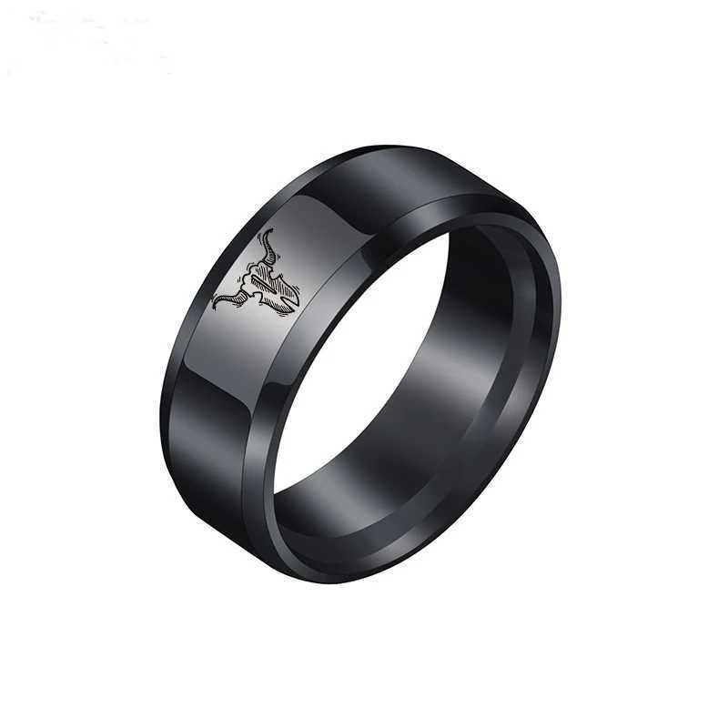 Newly designed 8mm wide black titanium stainless steel bull bone ring suitable for women men Western denim heavy metal stone style jewelry W240802