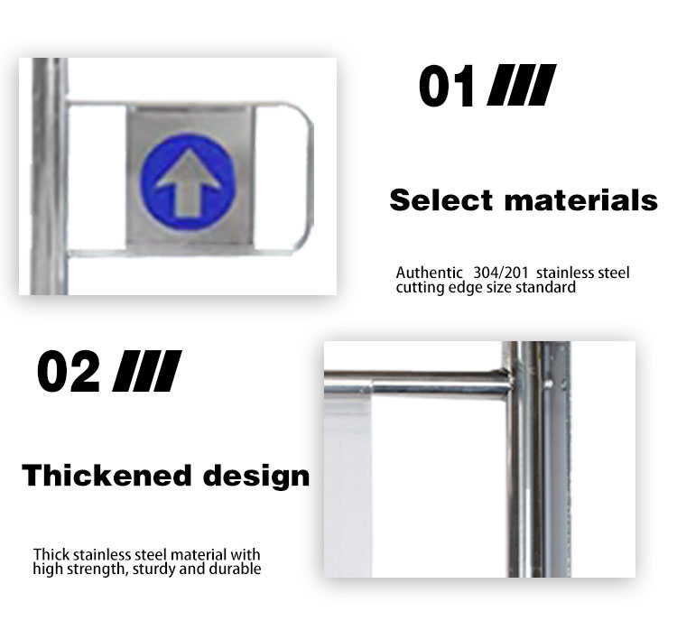 Turnstile Gate Platform with Bottom Plate Wiring Free Swing Gate Movable Stainless Steel with Wheel Base Installation Free Gate
