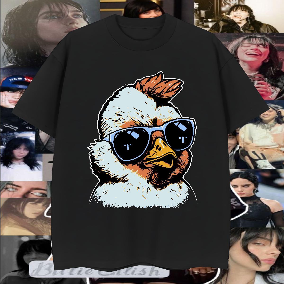New Designer Men T Shirts 230g 100% Cotton chicken Summer Casual Tshirts Crew Neck Breathable TOP Quality Tshirt for Man Woman Black White