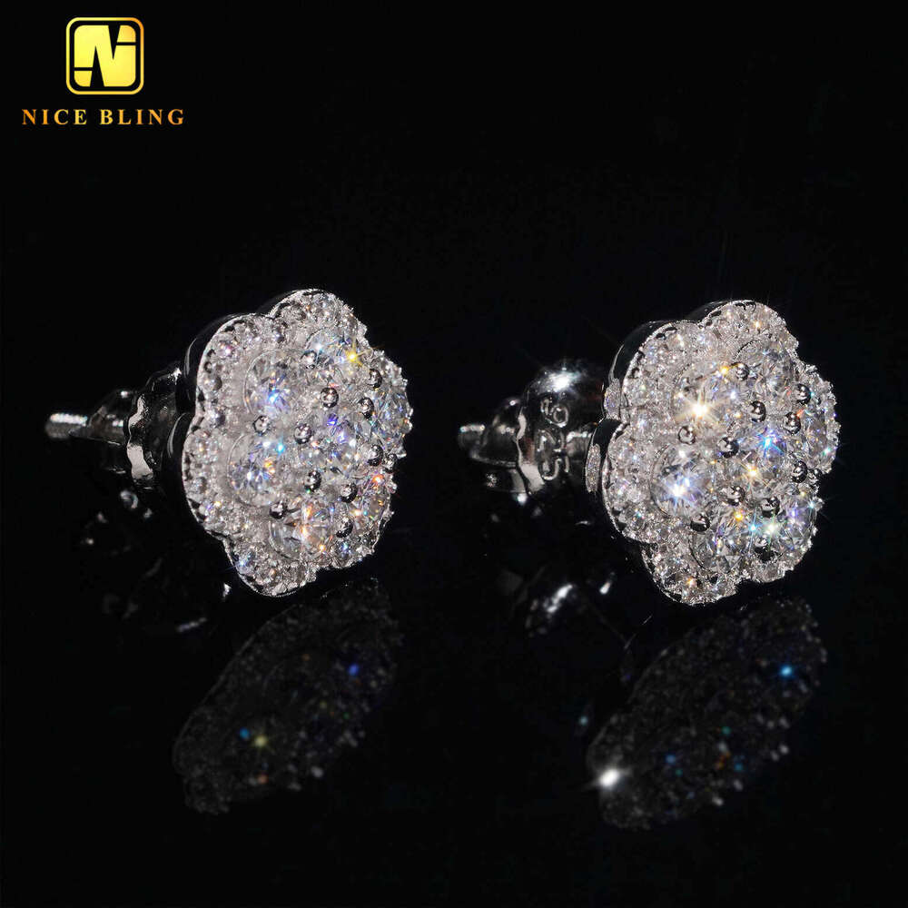 Elegant Dazzg Trendy wer 10MM Moissanite Dia Ear Studs For Men Women Hip Hop Jewelry Fine Earrings 10K Solid Gold