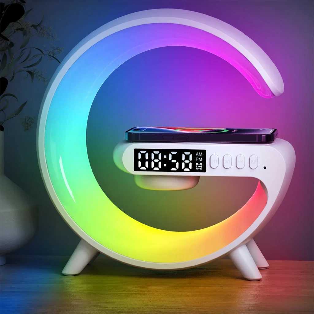 4in1 LED Atmosphere Light RGB Wireless Charger Bluetooth Speaker Table Lamp Over 10 Modes Light Color With APPKL240731