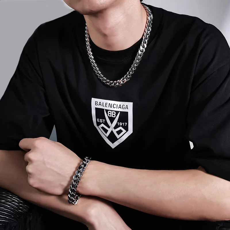 HNSP 8MM-14MM Stainless Steel Chain Cuban Necklace For Men Punk Thick Long Neck Male Jewelry Silver Color 240731