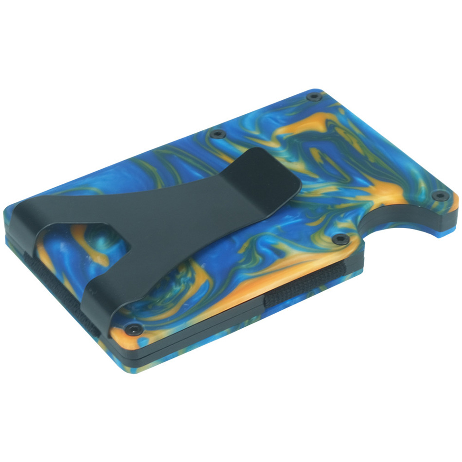 Indispensable Credit Card Holder RFID Blocking Aluminum Business Thin Lettering Wallet Resin Style Moeny Clip For Man Luxury VIP