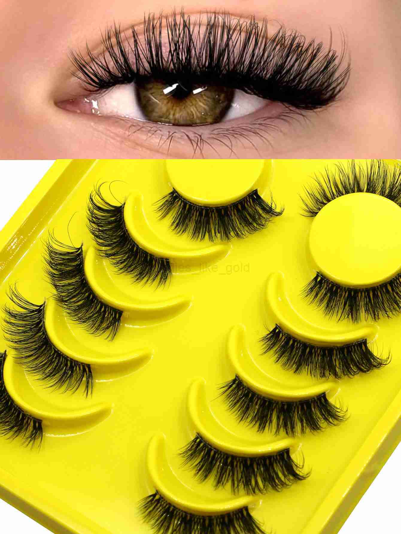 Groinneya Half Eey Eyelash 6 pairs of artificial mink eyelashes cat eye fluffy Wispy transparent dry reusable false eyelash makeup tool W240803