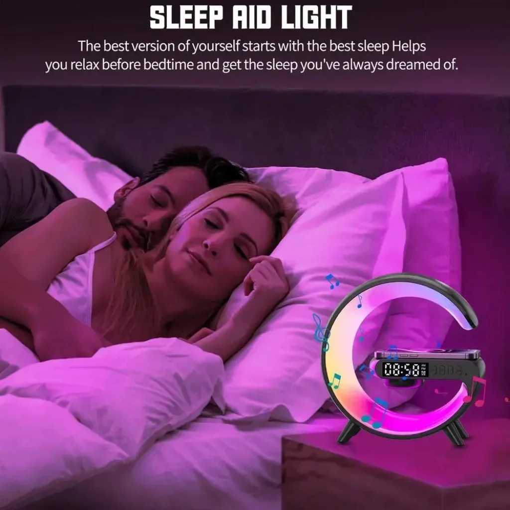 4in1 LED Atmosphere Light RGB Wireless Charger Bluetooth Speaker Table Lamp Over 10 Modes Light Color With APPKL240731