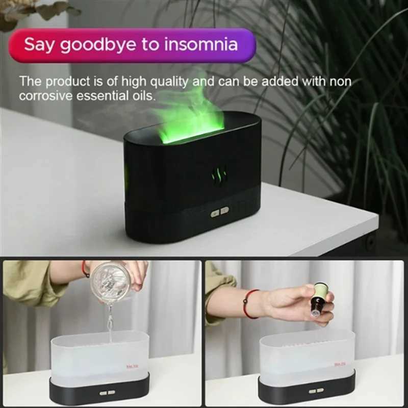 Kinscoter Aroma Diffuser Air Humidifier Ultrasonic Cool Mist Maker Fogger Led Essential Oil Flame Lamp Difusor Y240806