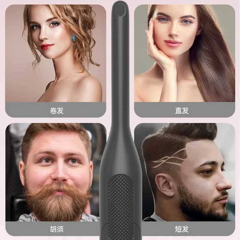Mini Curler Pencil Straightener 2-in-1 Ceramic Thin Narrow Flat Iron with LED Display for Short Beards and Hair W240803