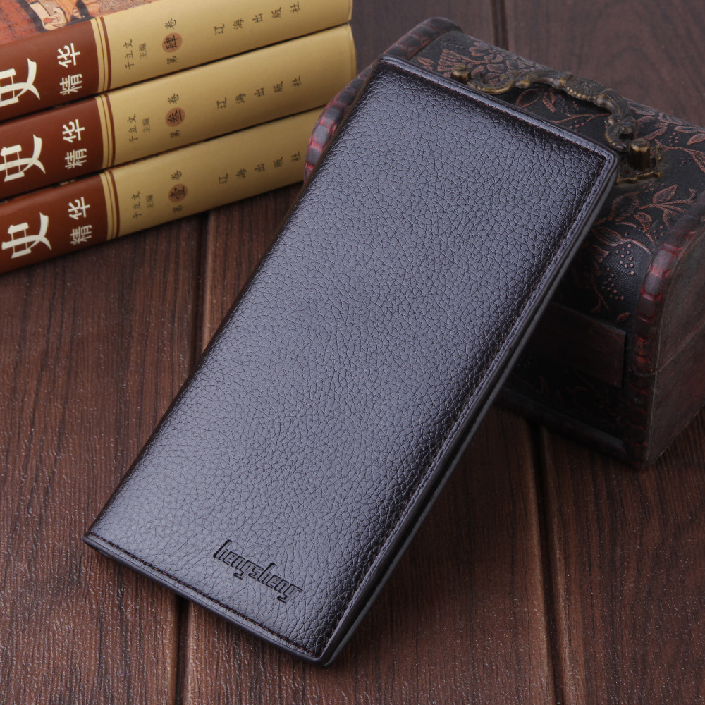 Luxury PU Leather Men Long Wallets Vintage Solid Color Business Wallet Small Money Purses Dollar Slim Coin Purse Clutch Holder