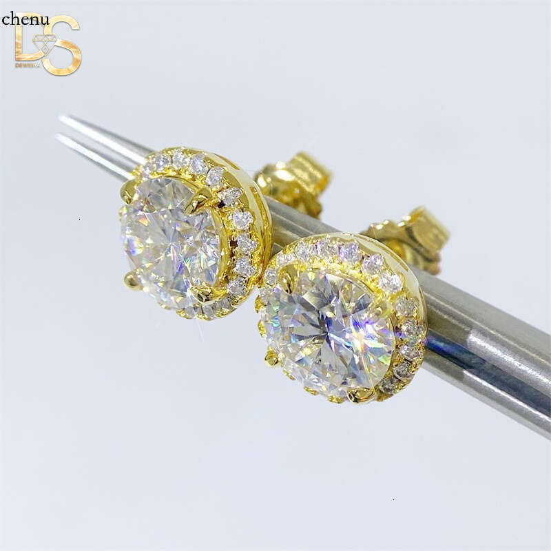GRA Certificates 10k White Gold Screw Back Iced Out Man 8mm Round VVS1 Moissanite Hip Hop Stud Earrings