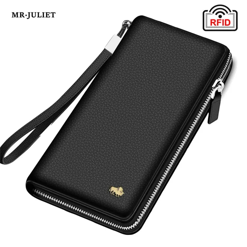 MR.JULIET Men's Wallet Long Short Leather Youth Leather Fashion Multi-Card Horizontal Wallet Card Holder