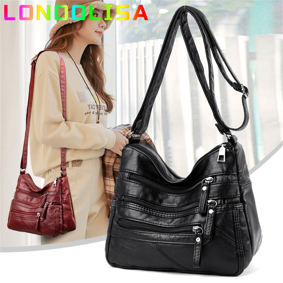 High Quality Women's Soft PU Leather Shoulder Bags Multi-Layer Pockets Classic Crossbody Bag Luxury Designer Handbags and Purses