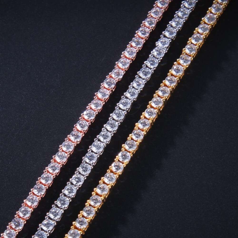 3mm S Tennis Chain Hip Hop Sterling Sier HipHop Iced Out Necklace Jewelry